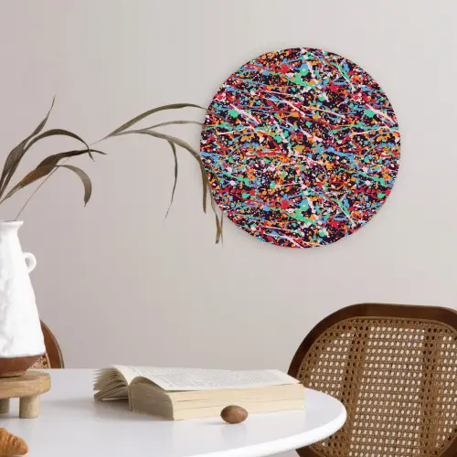 Spat - Abstract - Waterverf - Multi Wandcirkel kunststof plaat 5mm dik klein 188 -sfeer4