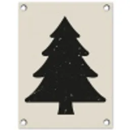 Kerstboom - Zwarte kerstboom - Boom - Japandi tuinposter los doek klein -3d