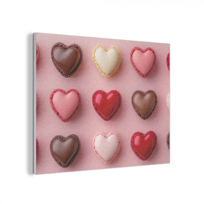 Macarons - Hartjes - Kleurrijk - Roze PET vilt klein -3d