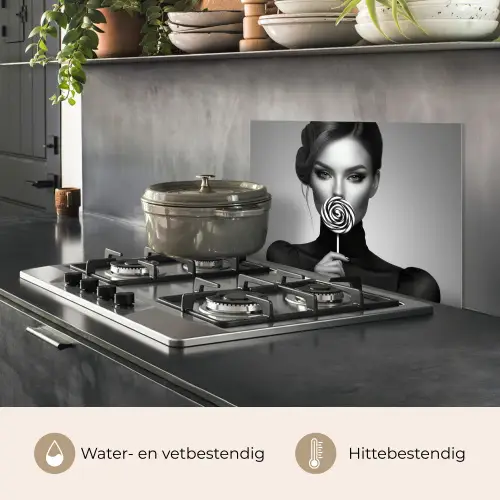 Vrouw - Lolly - Zwart keuken achterwand spatscherm klein -usp_NL
