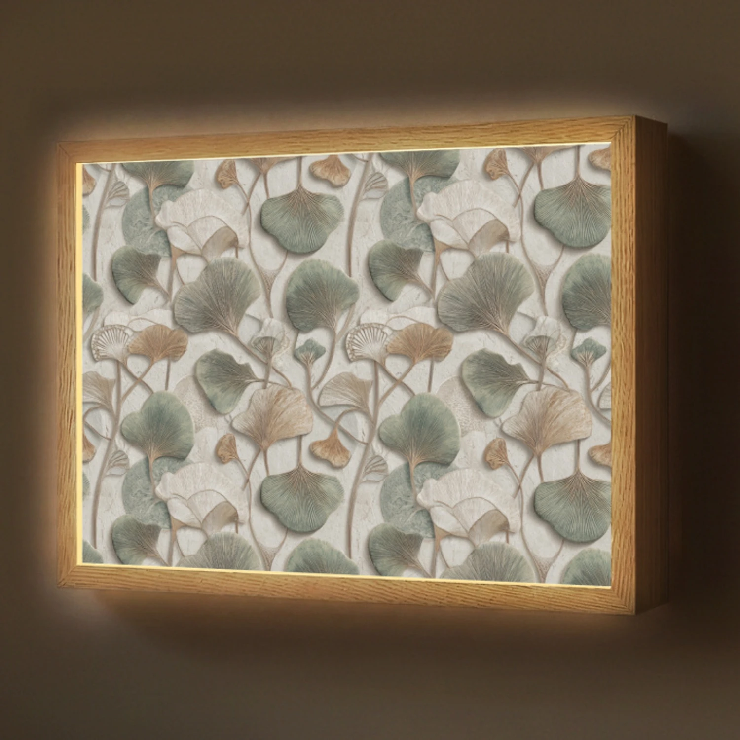 Elegant - Bladeren - Groen Light Box met batterij (Wandlamp) middel 907 -z3d_website