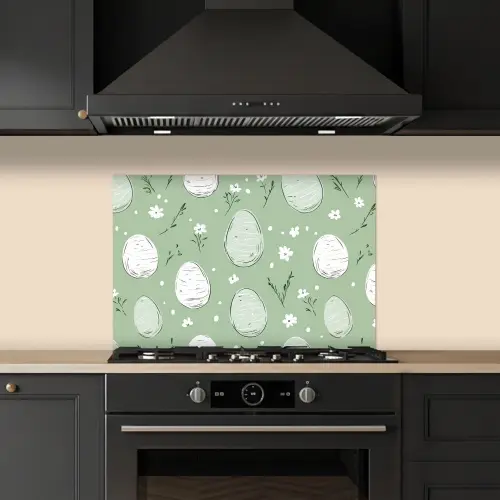 Groen - Eieren - Patroon keuken achterwand spatscherm klein -sfeer1