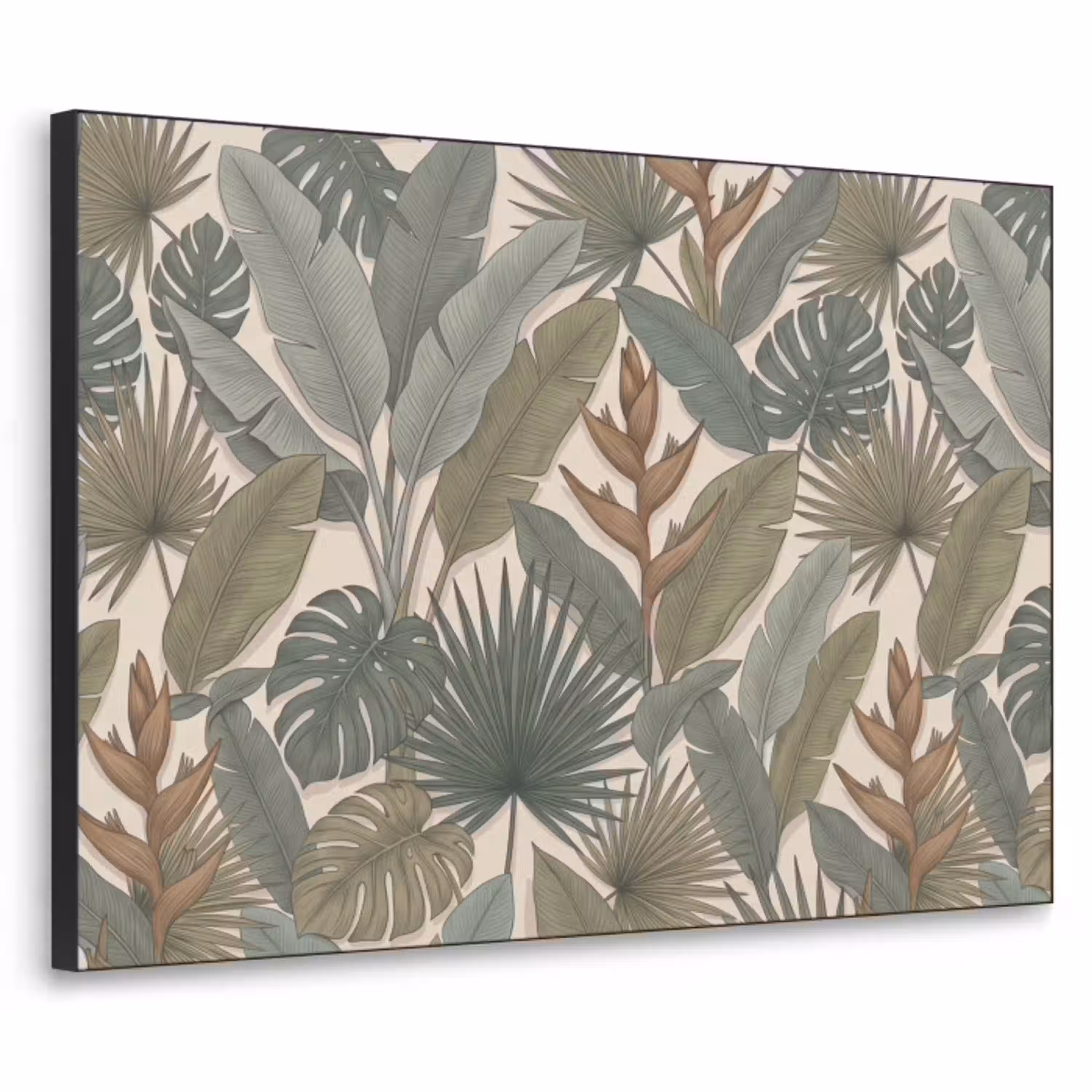 Planten - Tropisch - Natuur - Illustratie - Groen Textielframe zwart klein -3d