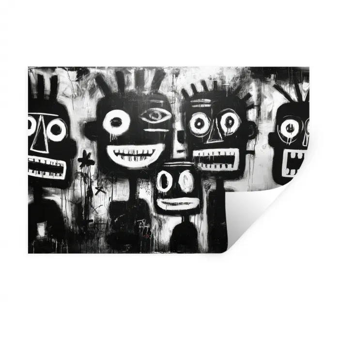 Schilderij - Figuren - Zwart - Abstract Muursticker klein -3d
