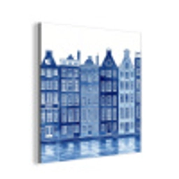 Aquarel - Grachtenpanden - Delfts - Blauw aluminium wit klein -3d