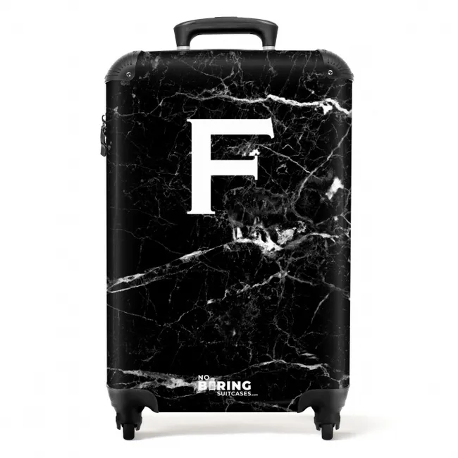 Suitcase - Marble - Black - Letter F