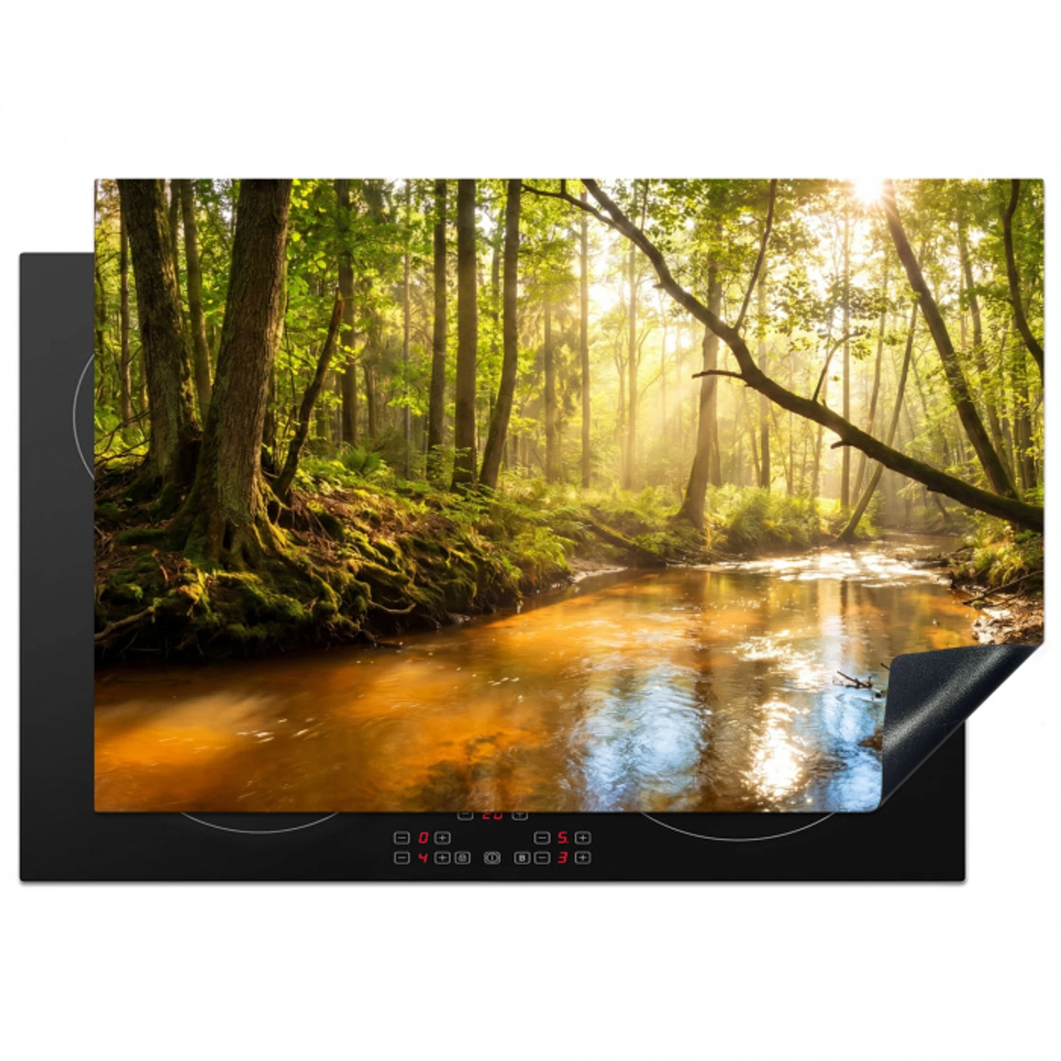 Bos - Beek - Zonlicht - Natuur - Groen Inductie beschermer vinyl 3mm klein -3d
