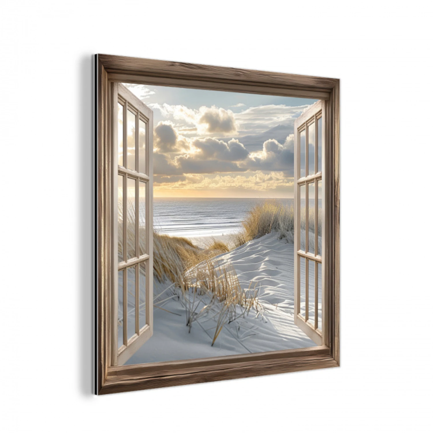 Doorkijk - Strand - Duinen - Zee - Natuur aluminium wit klein -3d