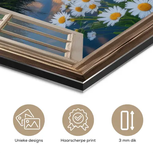 Doorkijk - Landschap - Raam - Water - Zonsondergang aluminium wit klein -closeup_NL