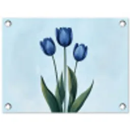 Tulpen - Blauw - Bladeren tuinposter los doek klein -3d