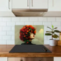 Vrouw - Appels - Rood - Bladeren keuken achterwand spatscherm klein -sfeer2
