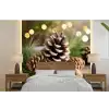 Dennenappels - Kerstsfeer - Bruin - Groen fotobehang vinyl groot -bed