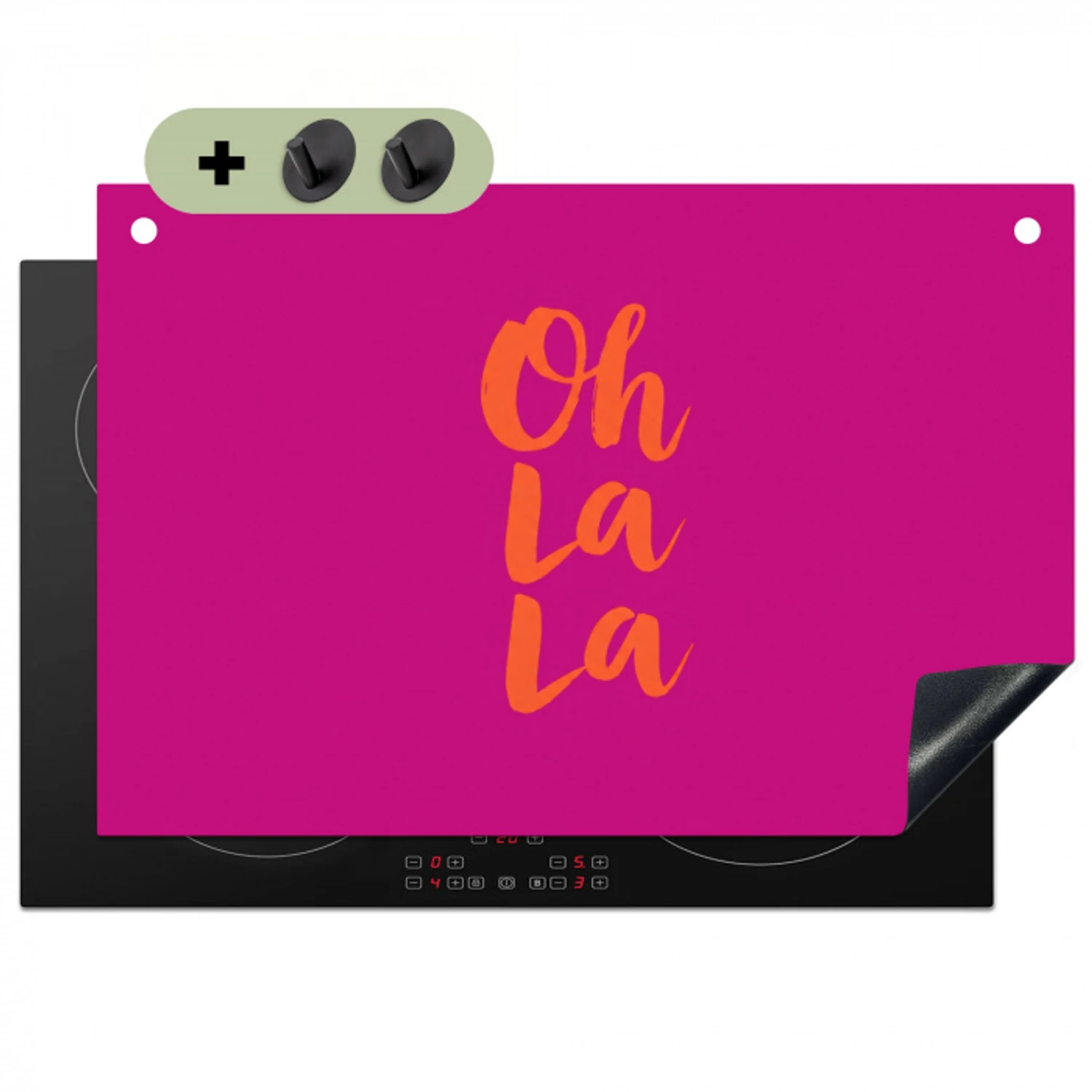 Oh la la - Roze - Oranje - Minimalistisch Inductie beschemer met haakjes klein -3d