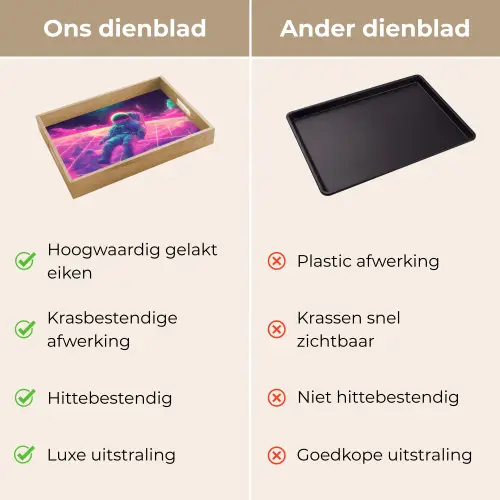 Astronaut - Neon - Roze - Wolken Dienblad Rechthoek middel -USP_VergelijkingNL