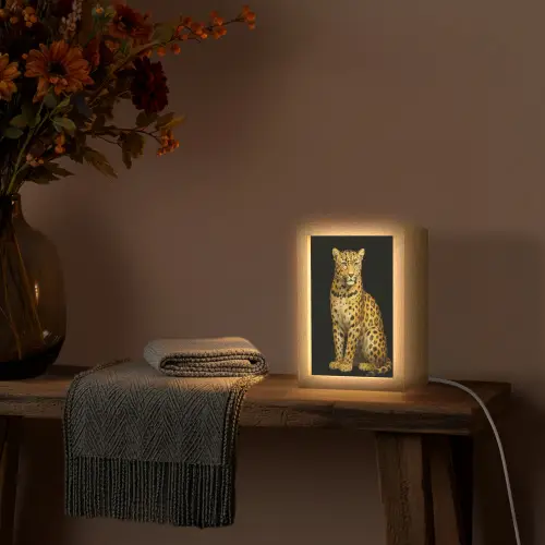 Panter - Realistisch - Bruin Light Box met kabel (Tafellamp) klein -sfeer4