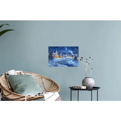 Winteravond - Kerstdorp - Donker Muursticker klein -plant