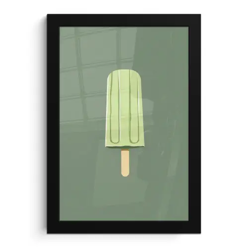 Groen - Waterijsje - Stokje - Illustratie fotolijst zwart zonder passe partout klein -3d