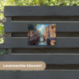 Stad - Gracht - Zon - Fietsen tuinposter los doek klein -sfeer3