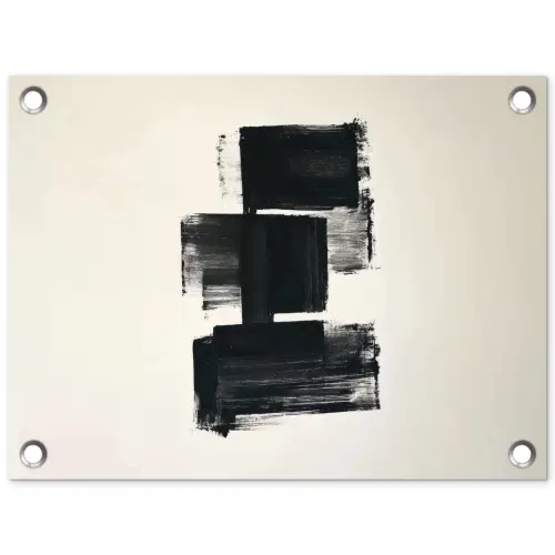 Rechthoeken - Penseelstreken - Abstract - Zwart tuinposter los doek klein -3d