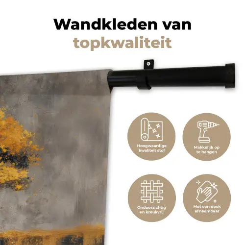 Boom - Bladeren - Goud - Abstract Wandkleed katoen klein -sfeer2