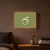Lijntekening - Appel - Olijfgroen - Blaadje Light Box met batterij (Wandlamp) middel -sfeer4