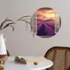 Doorkijk - Lavendel - Landschap - Bloemen - Paars Wandcirkel behangsticker klein -sfeer3