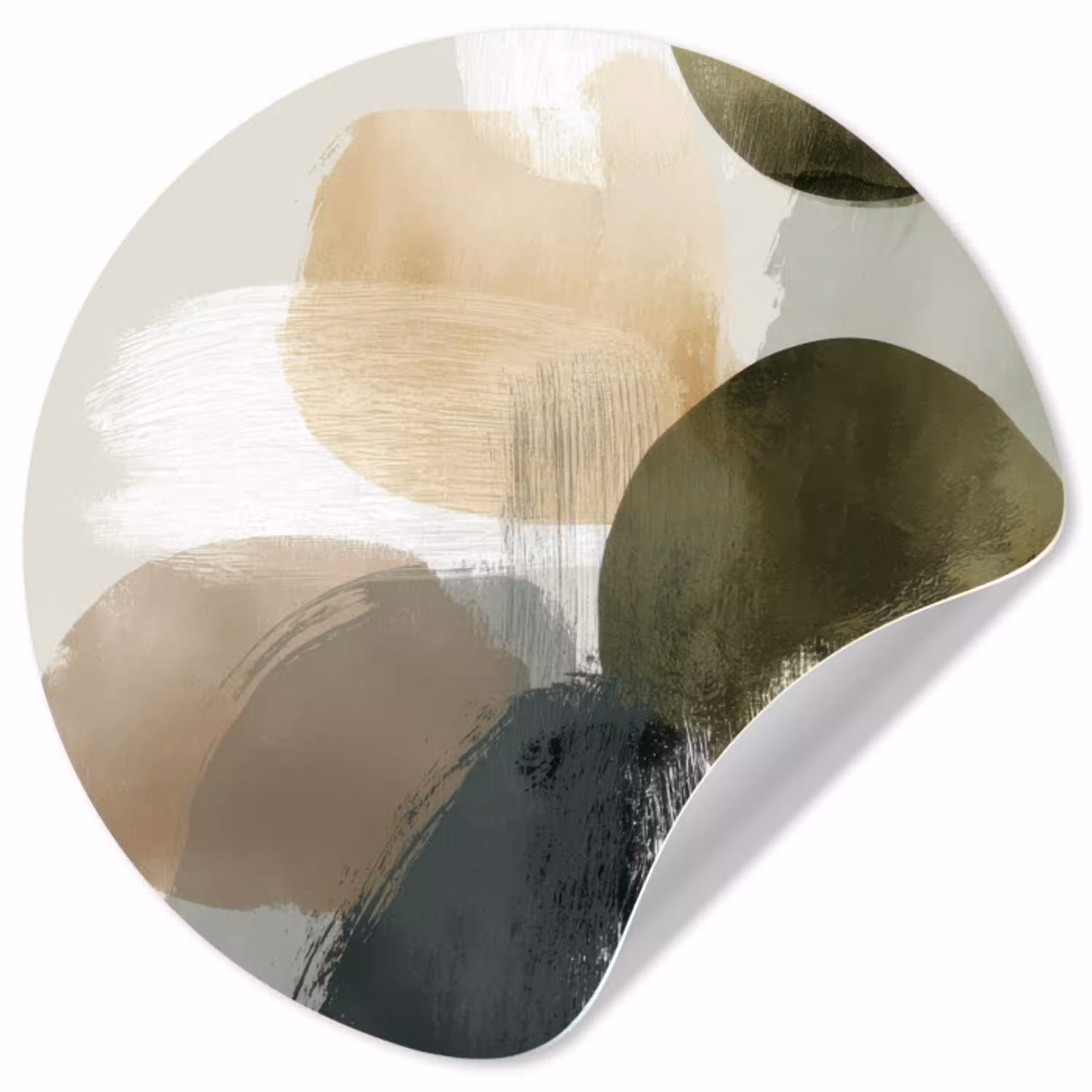 Minimalistisch - Cirkels - Penseelstreken - Beige Wandcirkel behangsticker klein -3d