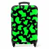 Groene fragmenten op zwart NBS - Handbagage koffer - Kinderen Unisex middel -productfoto_recht