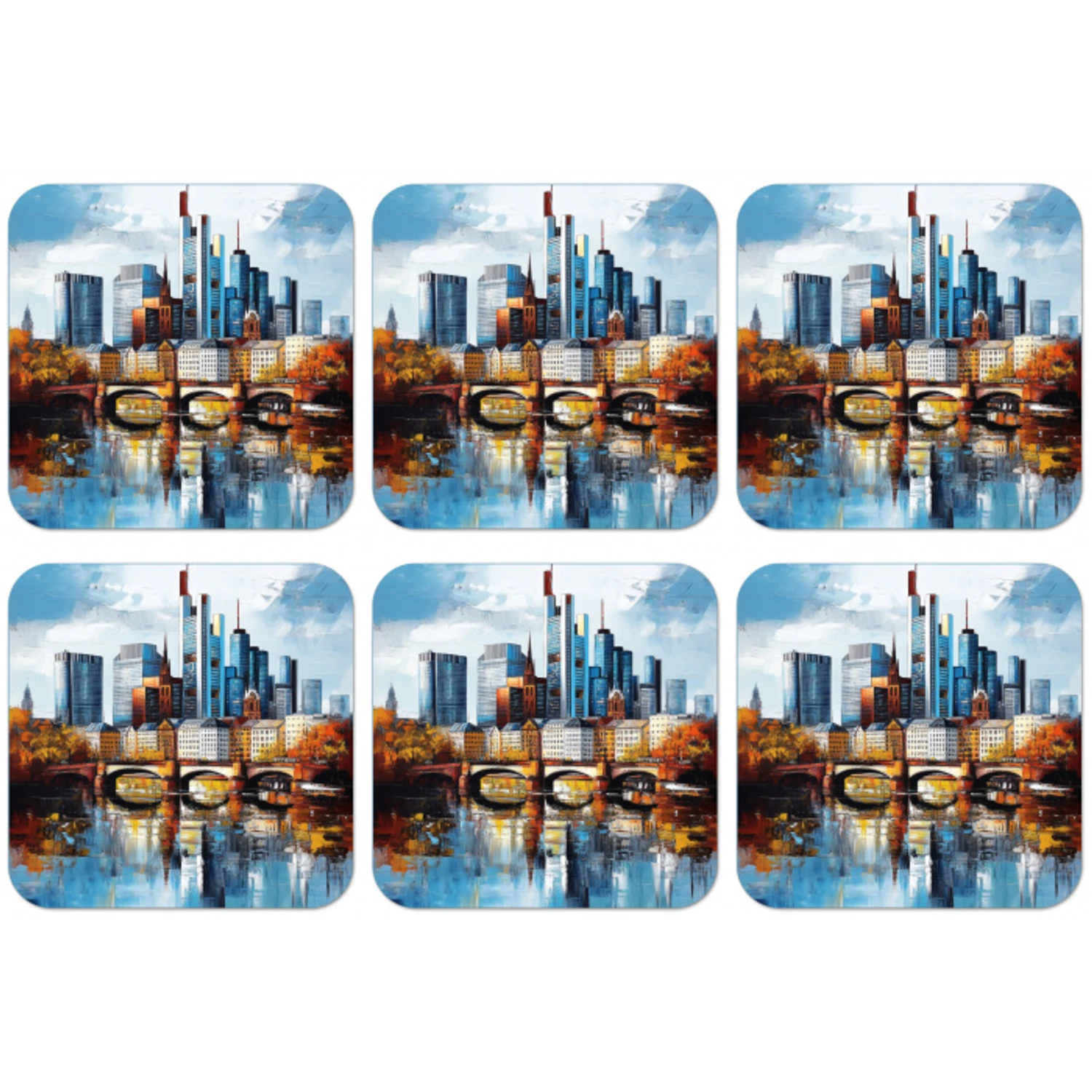 Bomen Frankfurt- Stad - Skyline - Brug onderzetter kurk middel -zkaufland3dotto