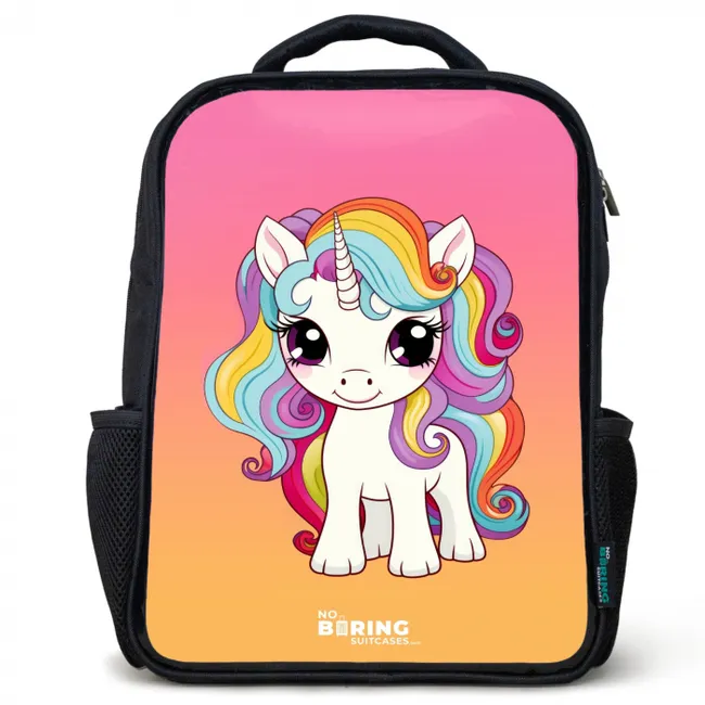 Kleine eenhoorn met regenboog kleuren Rugzak - Zwart middel -3d