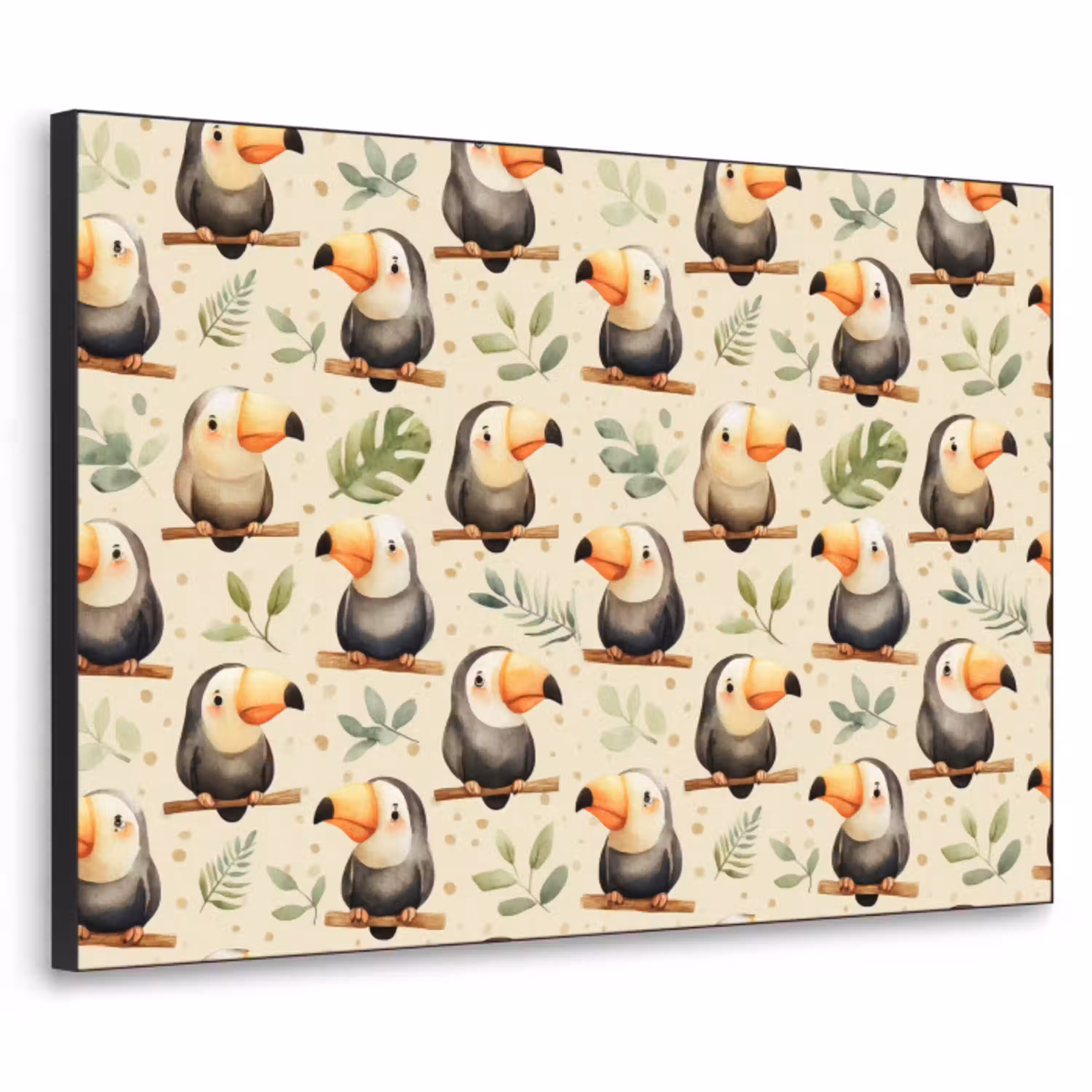 Toekans - Exotisch - Kleurrijk Textielframe zwart klein 947 -3d