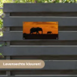 Olifanten - Savanne - Zonsondergang tuinposter los doek klein -sfeer3