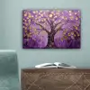 Levensboom - Boom - Paars - Goud - Modern canvas 2cm klein -sfeer4