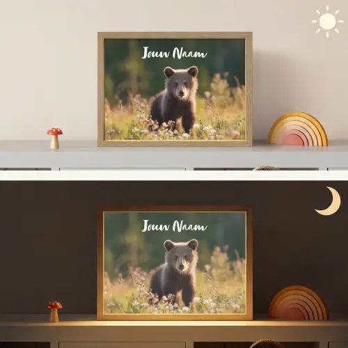 Beer - Bloemenveld - Gras Light Box met batterij (Wandlamp kind) middel -sfeer3_kind