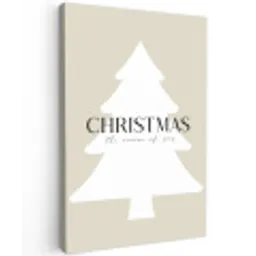 Kerstboom - Japandi - Christmas - Beige Tuinposter op houten frame 2 cm dik klein -3d