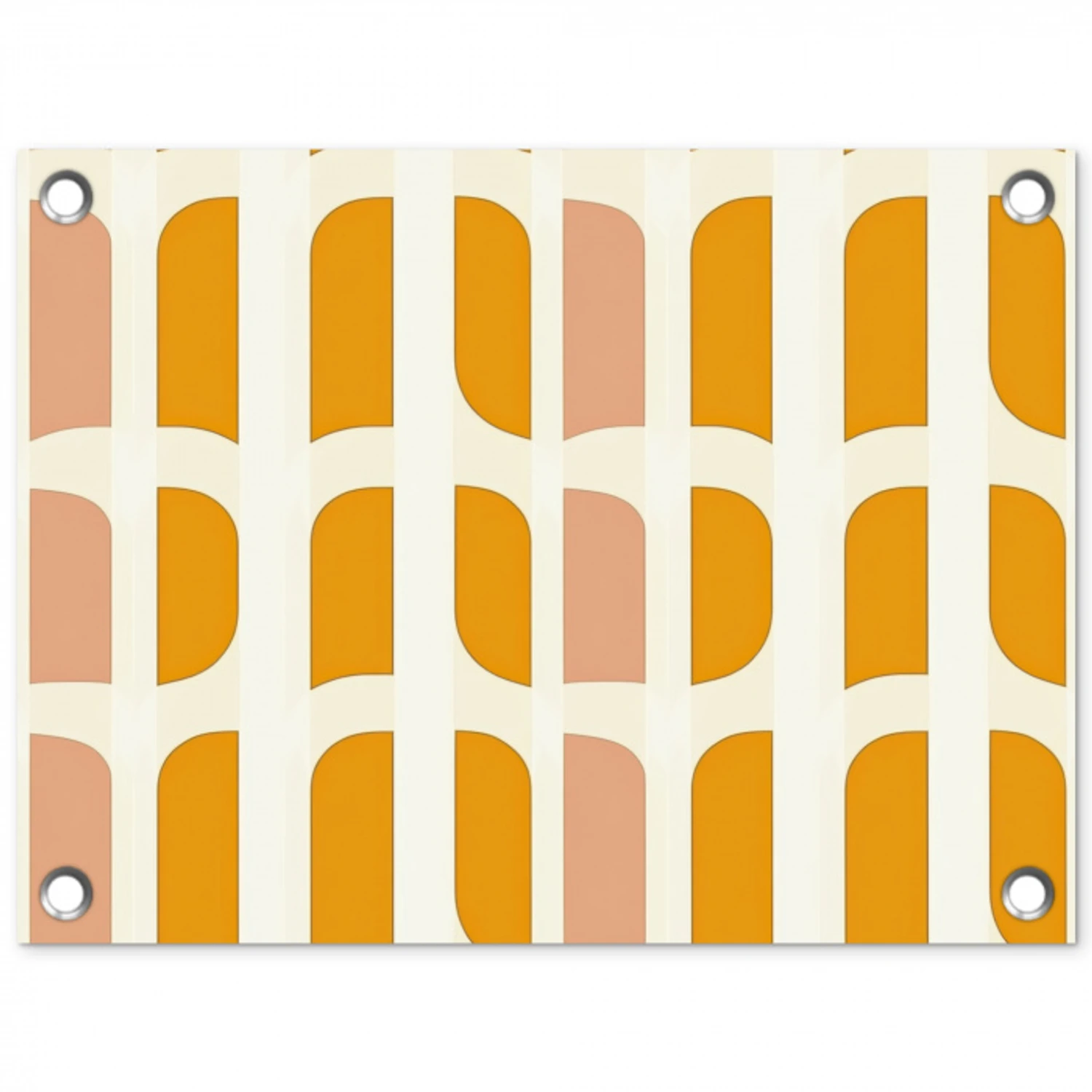 Geometrisch - Patroon - Geel - Roze tuinposter los doek klein 239 -3d