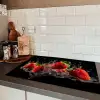 Aardbeien - Fruit - Rood - Water - Zwart Inductie beschermer vinyl 3mm klein -sfeer3