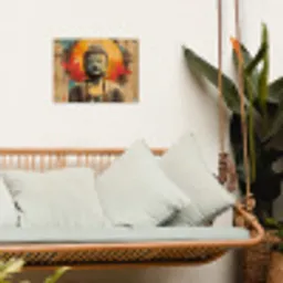 Boeddha Beeld in Vurige Kleuren tuinposter los doek klein -sfeer7