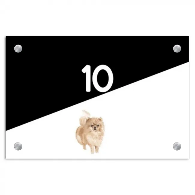 Naambordje voordeur - Rechthoek - Zwart wit - Huisdier - Pomeranian