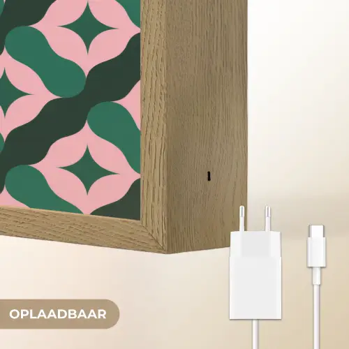 Groen - Roze - Retro - Sterren Light Box met batterij (Wandlamp) middel 907 -USP_websiteoplaadbaarNL