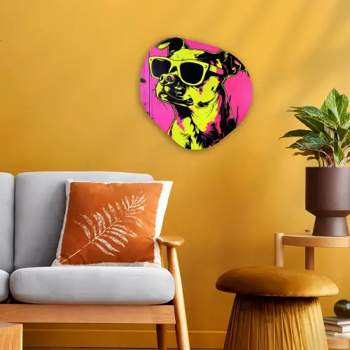 Hond - Zonnebril - Roze - Art Wandcirkel Organisch Forex 3mm klein -sfeer4