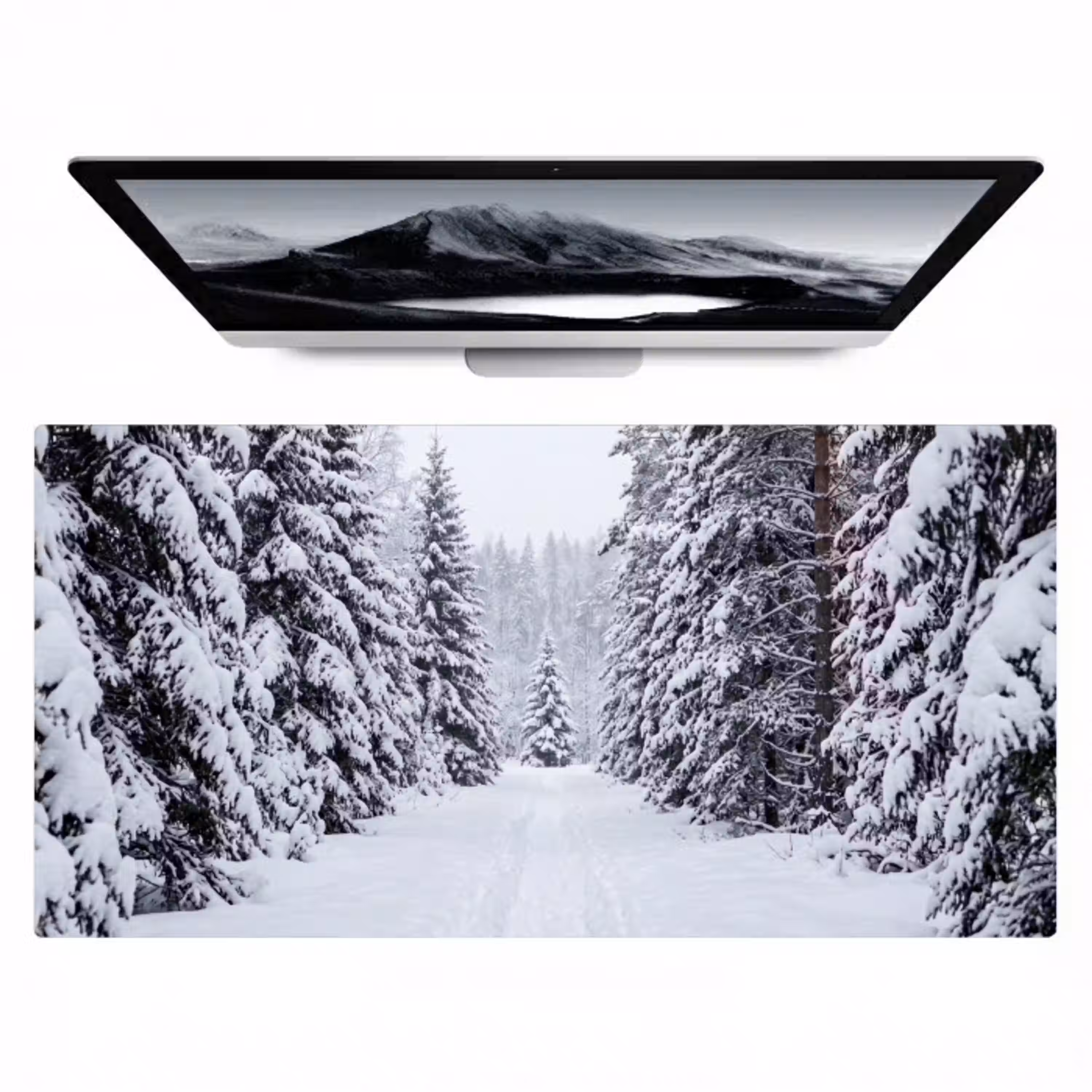Bos - Winter - Sneeuw - Pad - Natuur Muismat XXL klein -zzz3d