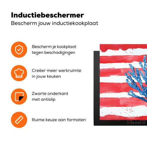 Koraal - Verfstructuur - Rood - Blauw Inductie beschermer vinyl 3mm klein -zzzzzzz-td-ups