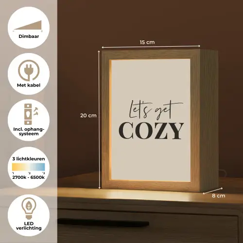 Beige - Winter - Quote - Cozy Light Box met kabel (Tafellamp) klein -USP_NL