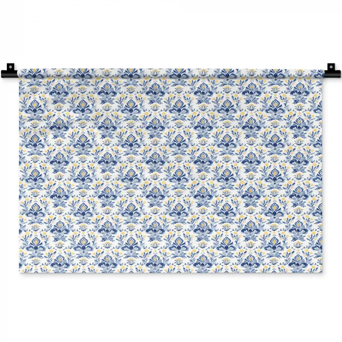 Frans - Citroen - Royaal - Blauw - Geel Wandkleed katoen klein 269 -zz3d