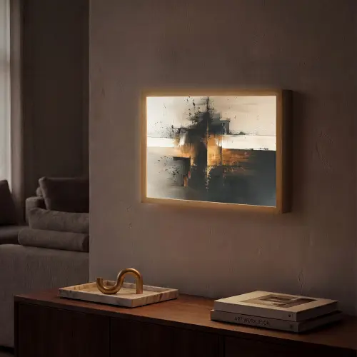 Modern - Zwart - Verf - Goud Light Box met batterij (Wandlamp) middel -sfeer1