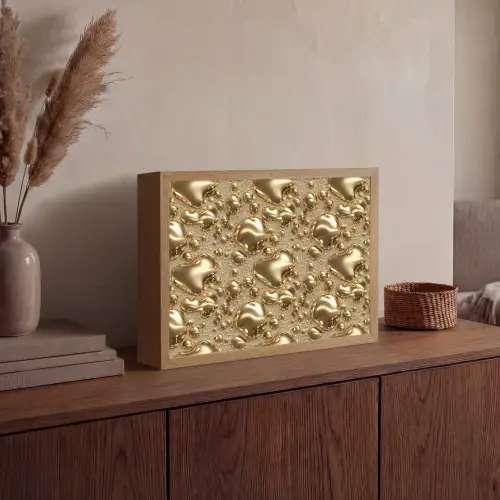 Druppels - Organisch - Goud Light Box met batterij (Wandlamp) middel 907 -sfeer2