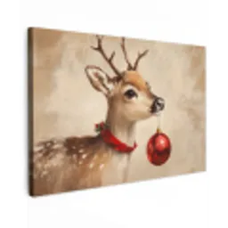 Kerst - Hert - Gewei - Kerstbal - Rendier canvas 2cm klein -z3d
