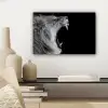 Dieren - Leeuw - Zwart - Wit - Portret canvas 2cm klein -sfeer6