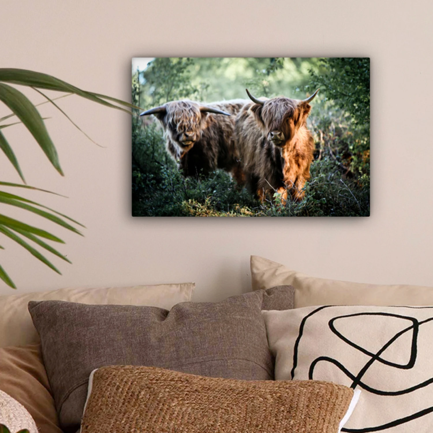 Schotse Hooglanders - Bos - Dieren canvas 2cm klein -sfeer1